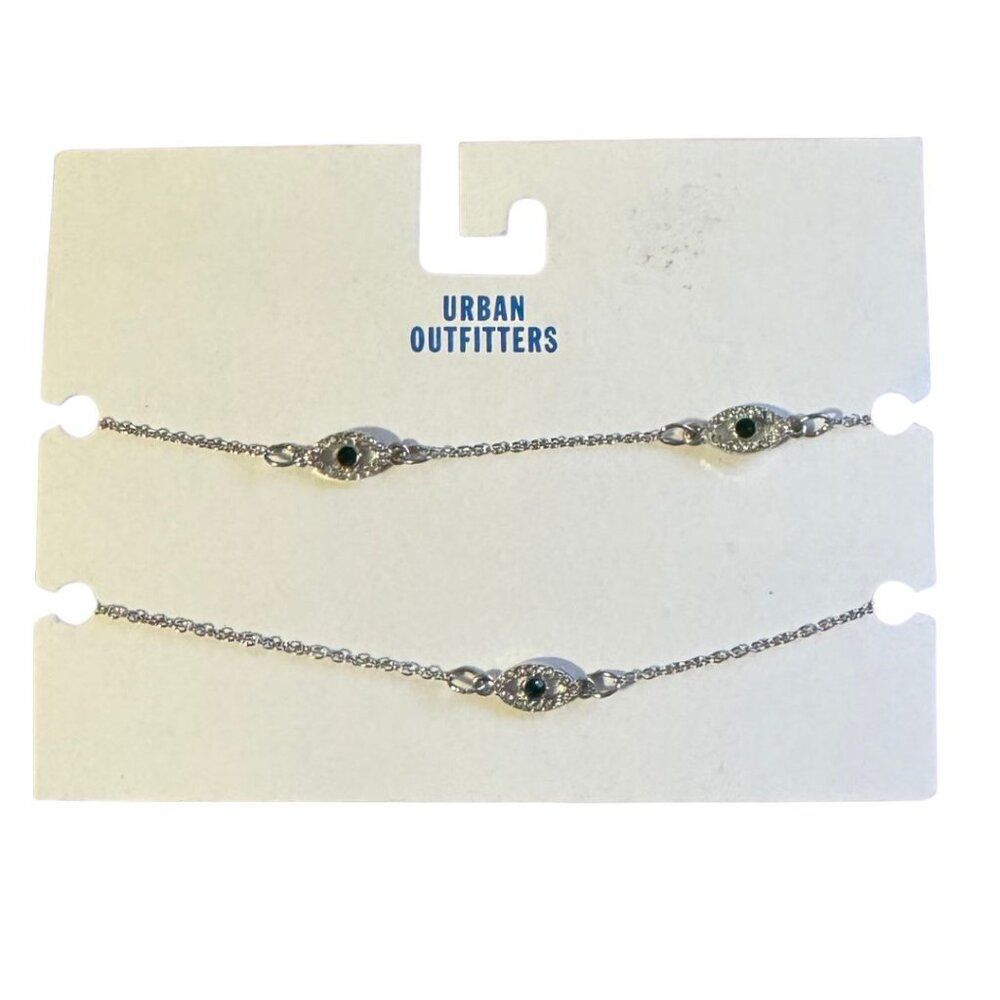 Urban Outfitters Double Strand Evil Eye Necklace - Green, NWT